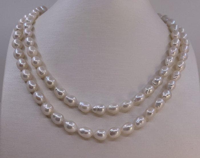 Zonder minimumprijs - Halsketting Zilver, 7,5×8 mm witte, Bijoux, Sacs & Beauté, Colliers