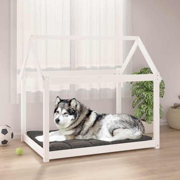 vidaXL Hondenmand 111x80x100 cm massief grenenhout wit, Verzenden, Nieuw