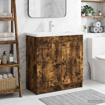 vidaXL Badkamer onder Wastafel Kast Gerookt eiken 56 x 37,5, Verzenden, Nieuw