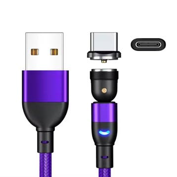 USB naar USB-C 540° Magnetische Oplaadkabel - 2 Meter -, Telecommunicatie, Mobiele telefoons | Telefoon-opladers, Verzenden, Nieuw