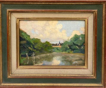 Charles HAUVILLE BAUDOÏN (1885-1942) - Paysage de bord de, Antiek en Kunst, Kunst | Schilderijen | Klassiek