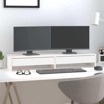 vidaXL Monitorstandaard 100x27x15 cm massief grenenhout wit, Computers en Software, Verzenden, Nieuw