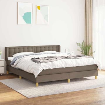 vidaXL Boxspring met matras stof taupe 160x200 cm, Verzenden