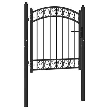 vidaXL Poort met gebogen bovenkant 100x100 cm staal zwart, Verzenden, Nieuw