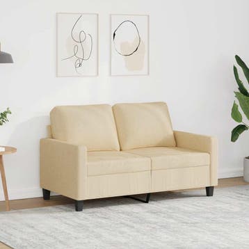 vidaXL Tweezitsbank / zetel 120 cm stof crèmekleurig, Verzenden