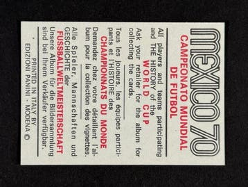 1970 Panini Mexico 70 World Cup, - Italy: Team - 1 Card -, Nieuw