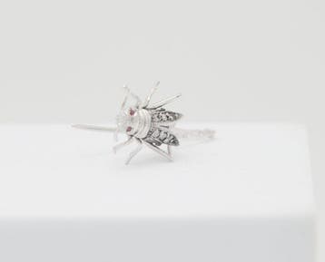 Broche - 12 carats Or blanc Rubis - Diamant