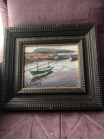 Santiago Díaz Santos (1940) - Dorna verde varada en Villa, Antiek en Kunst