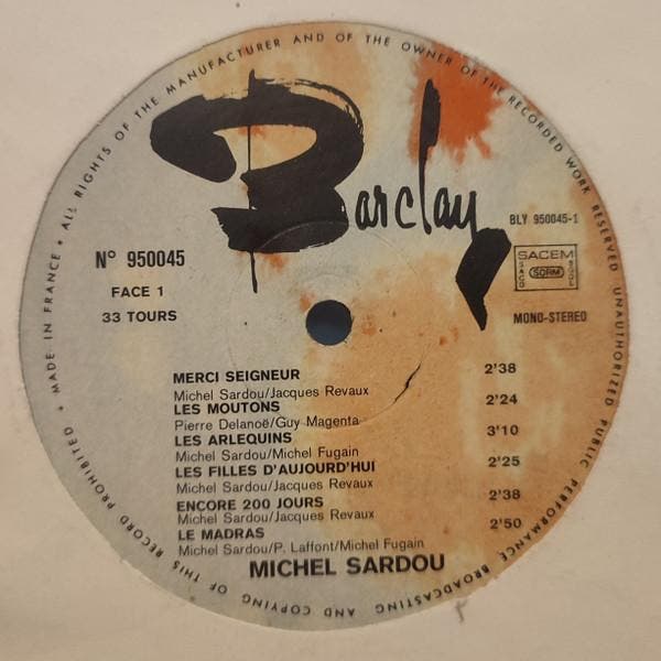 Michel Sardou - Merci Seigneur / Les Filles DAujourdhui .., CD & DVD, Vinyles | Pop, Envoi