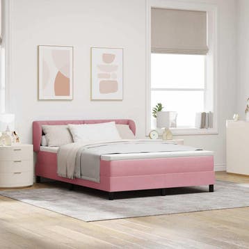 vidaXL Boxspring bed met hoofdeinde Roze 140 x 200 cm, Verzenden