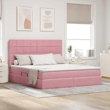 vidaXL Opslag bed met matras met hoofdeinde Roze 160 x 200, Huis en Inrichting, Verzenden, Nieuw