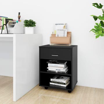 vidaXL Rolkast 46x36x59 cm bewerkt hout zwart, Verzenden, Nieuw