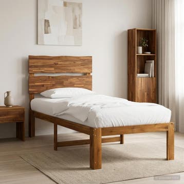 vidaXL Eenpersoonsbed met hoofdbord ROSTOCK Naturel 80 x 200, Verzenden