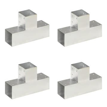 vidaXL Paalverbindingen 4 st T-vorm 91x91 mm gegalvaniseerd, Verzenden