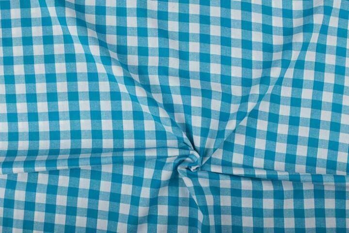 Ruitjesstof waterblauw wit geruit - 18mm geruit, Hobby & Loisirs créatifs, Tissus & Chiffons, Enlèvement ou Envoi