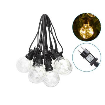 LED lichtsnoer prikkabel zwart 8 Meter Incl. 10x lampen met, Tuin en Terras, Verzenden, Nieuw, Netvoeding