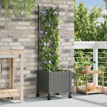 vidaXL Tuinsteker met schutting en wielen Lichtgrijs 40 x 40, Verzenden, Nieuw