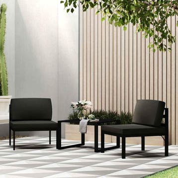 vidaXL 3-delige Loungeset met kussens aluminium, Verzenden, Nieuw, Loungeset