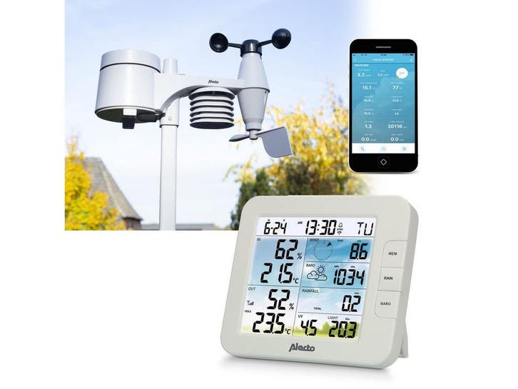Alecto WS5400 - Professioneel WiFi Weerstation - 8-in-1 -, Audio, Tv en Foto, Weerstations en Barometers, Nieuw, Verzenden