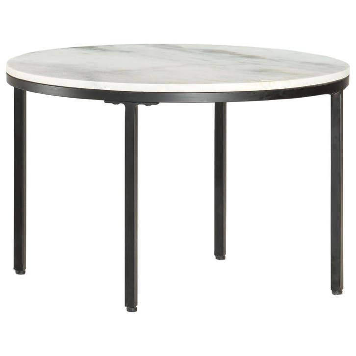 vidaXL Salontafel Ø65 cm echt massief marmer wit en zwart, Maison & Meubles, Tables | Tables de salon, Envoi