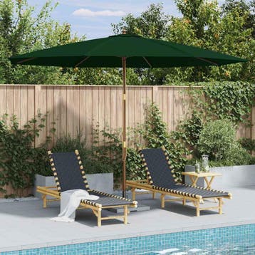 vidaXL Parasol met houten paal 350 cm groen, Verzenden