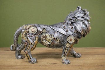 Sculpture, Steampunk King of Beasts Sculpture – Mechanical