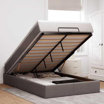 vidaXL Ottoman bed met matras 120x190 cm stof taupe, Verzenden, Nieuw