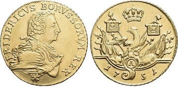 Goud-friedrichsdor 1751 A Brandenburg-Preussen Pruisen Fr..., Verzenden
