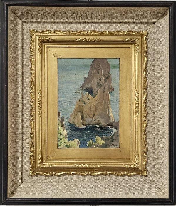 Giuseppe Viggiani (1892-1962) - Faraglioni di Capri, Antiquités & Art, Art | Peinture | Classique