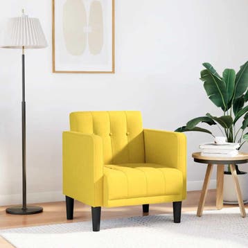 vidaXL Fauteuil met armleuningen Lichtgeel 53 cm Stof, Verzenden