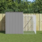 vidaXL Hondenhok met ren 214x253x181 cm staal lichtgrijs, Verzenden, Nieuw