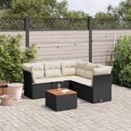 vidaXL 6-delige Loungeset met kussens poly rattan zwart, Verzenden, Loungeset
