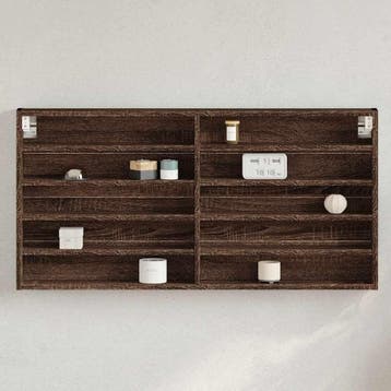 vidaXL Vitrinekast 100x8,5x50 cm bewerkt hout bruin, Verzenden, Nieuw