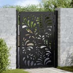 vidaXL Poort met golfontwerp 100x125 cm staal zwart, Verzenden, Nieuw