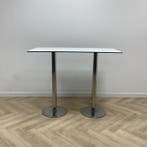 sta-tafel / bartafel 140x70 cm, wit - chroom, Huis en Inrichting, Gebruikt