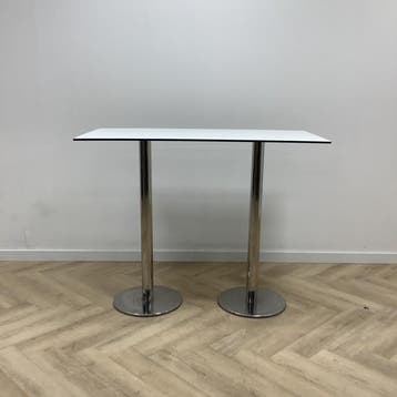 sta-tafel / bartafel 140x70 cm, wit - chroom, Maison & Meubles, Pièces pour table