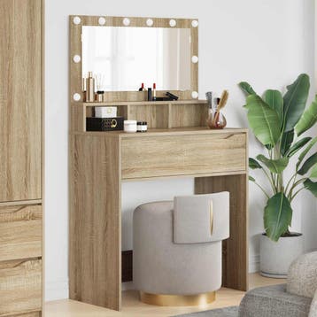 vidaXL Slaapkamer Toilet Tafels met lade Sonoma Eik 80 x, Verzenden, Nieuw