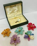 Themacollectie - Colección de 6 broches de Flores bañado