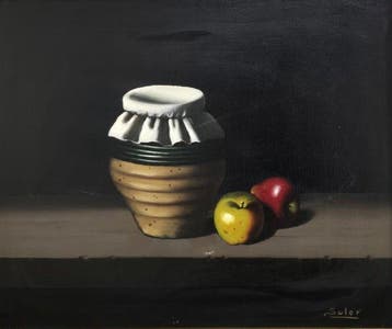 Juan Soler (1951) - Bodegón con orza y manzanas