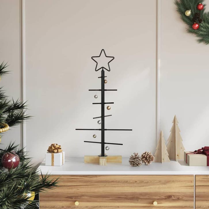 vidaXL Metalen kerstboom Zwart 59,5 cm Poedercoated staal, Diversen, Kerst, Nieuw, Verzenden
