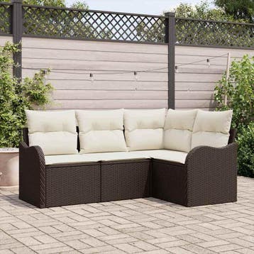 vidaXL Tuinbank Set 4 st Bruin poly rattan, Verzenden, Nieuw