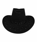 Cowboyhoed - Western Hoed - met Stiksel - One Size - Zwart