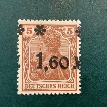 Duitse Rijk 1921 - Germania : 1,6 Mark op 5 Pf met sterk, Gestempeld