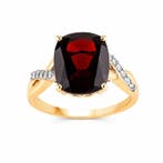 Ring - 14 karaat Geel goud - 5.32ct. tw. Granaat - Diamant -, Bijoux, Sacs & Beauté