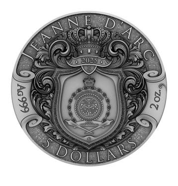Niue. 5 Dollars 2025 – Jeanne d’Arc – 2 oz Silver coin – Ag