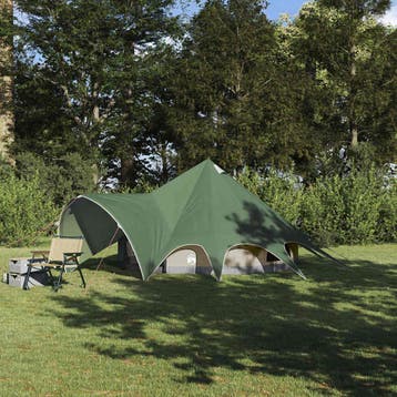 vidaXL Teepee Tent 3-Persoon 3-persoons Groen en Grijs, Verzenden, Nieuw