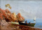 Louis Nattero (1870-1915) - Pêcheurs sur la plage à, Antiquités & Art, Art | Peinture | Classique