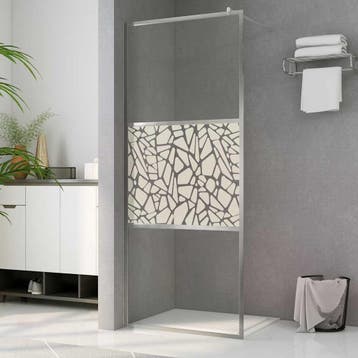 vidaXL Inloopdouchewand met stenenmotief 140x195 cm ESG-glas, Verzenden, Nieuw