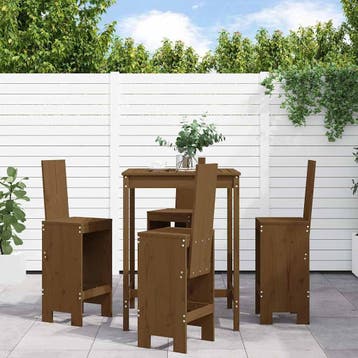 vidaXL 5-delige Tuinbarset massief grenenhout honingbruin, Tuin en Terras, Verzenden, Nieuw