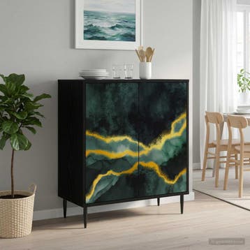 vidaXL Dressoir WIJHE Zwart eiken 69 x 33 x 76 cm Bewerkt, Verzenden, Nieuw